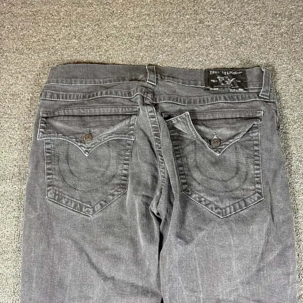 2000s True Religion Ricky Straight Jeans Size 38 Gray Flap Pocket